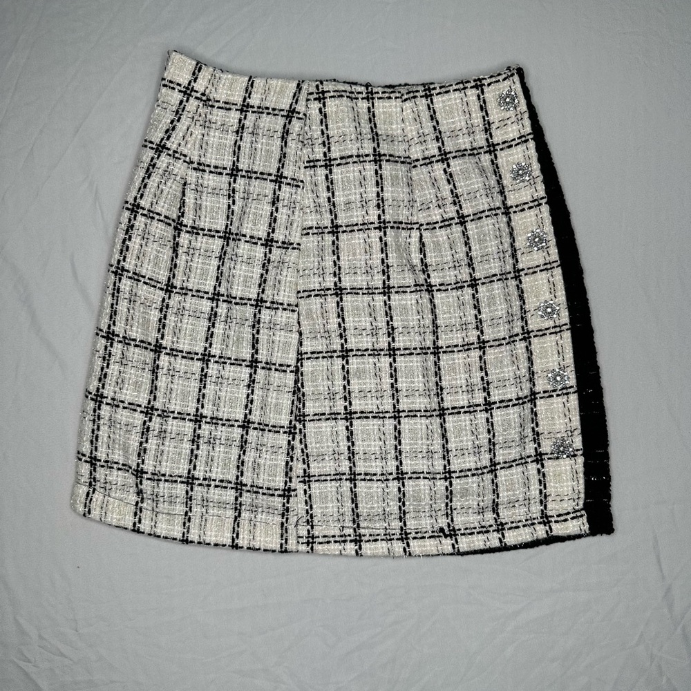 GB Girls Black and White Tweed A-Line Skirt